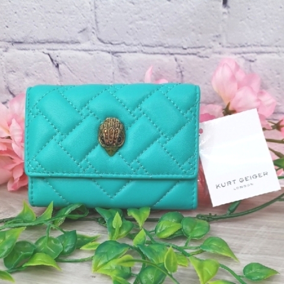 Kurt Geiger Turquoise Flap Multi Card Holder NWT - Picture 1 of 8